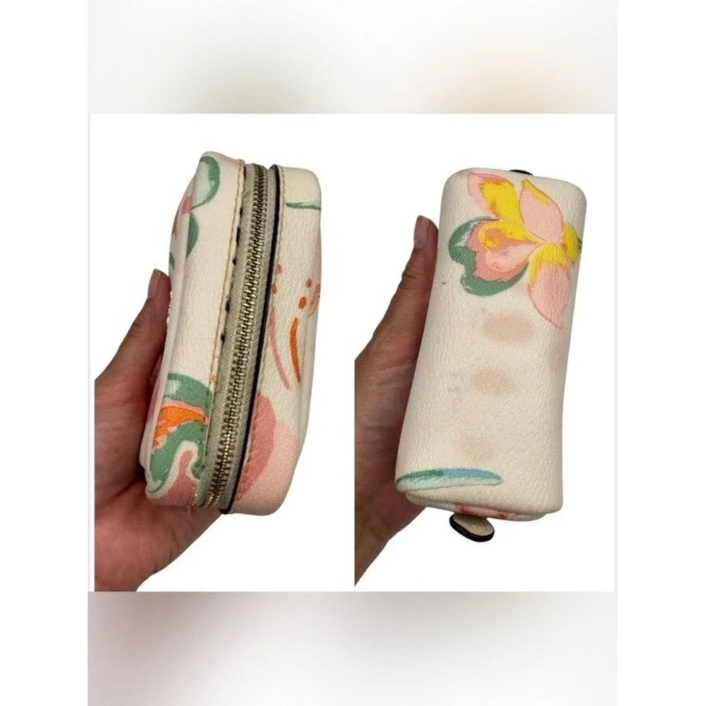Coach Dreamy Land Floral Mini Boxy Cosmetic Case Makeup Bag Cream